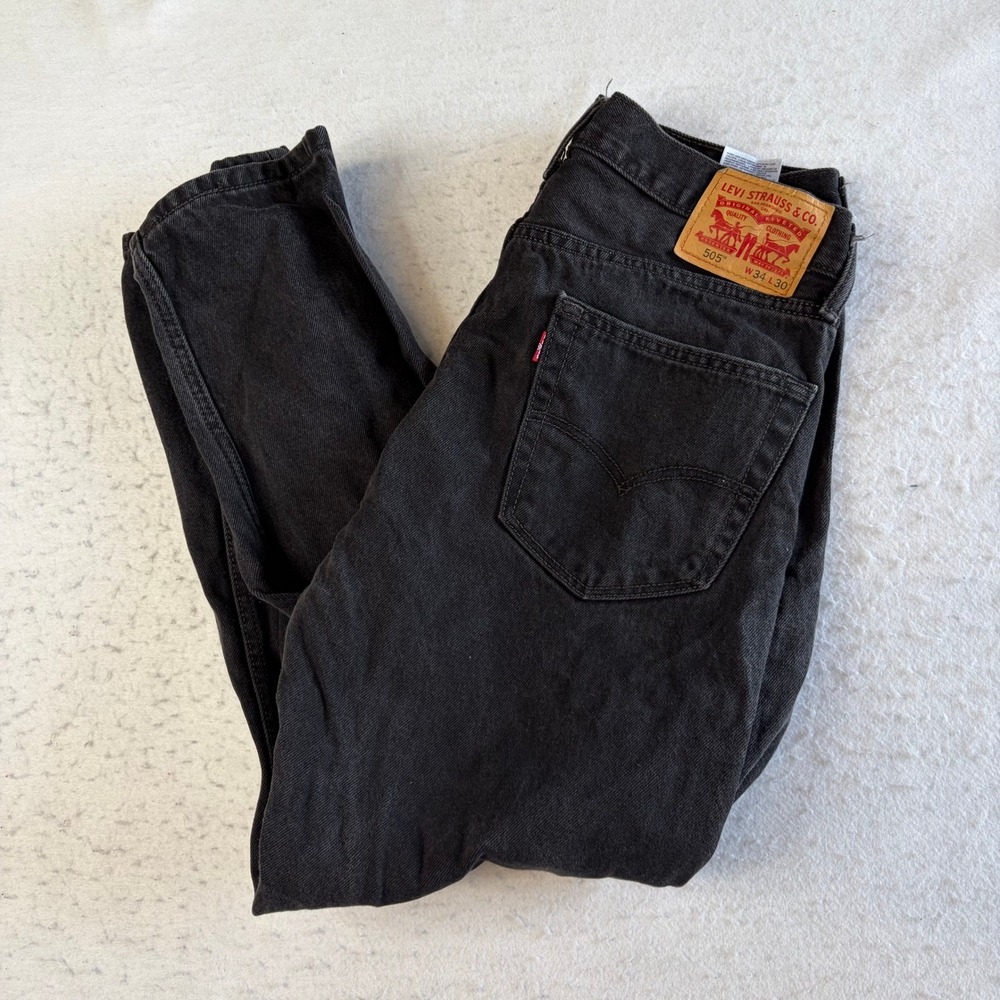 Levi's 505 Straight Leg Jeans Mens 34x30 Black Denim Classic Fit